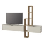 Σύνθεση τηλεόρασης επιτοίχια Edgar χρώμα sandstone - sepet oak 198,4x29,6x148,5εκ.