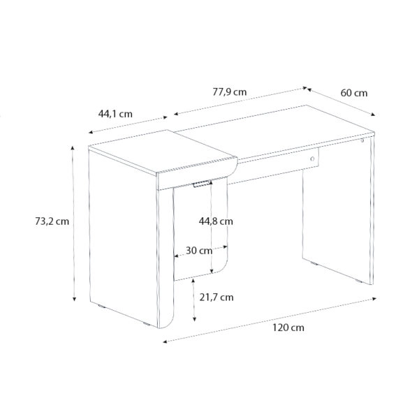 Γραφείο εργασίας Dario Megapap χρώμα sepet oak - λευκό 120x60x73,2εκ.