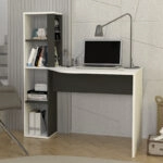Γραφείο εργασίας Gemini Megapap χρώμα ανθρακί - λευκό 121,8x59,6x131,8εκ.