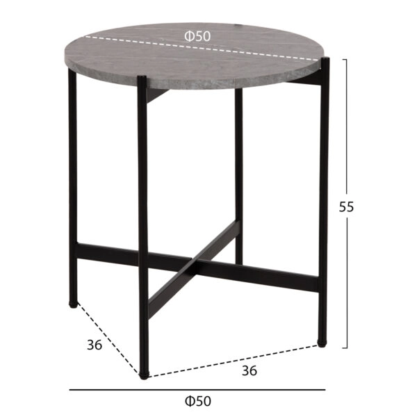ΣΕΤ 2ΤΜΧ ΤΡΑΠΕΖΙΑ ΣΑΛΟΝΙΟΥ RONDA HM21089.01 MDF ΓΚΡΙ ΜΑΡΜΑΡΟ Φ80εκ & Φ50εκ