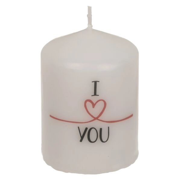 Κερί Κύλινδρος ‘I Love You’ Λευκό 6x8cm