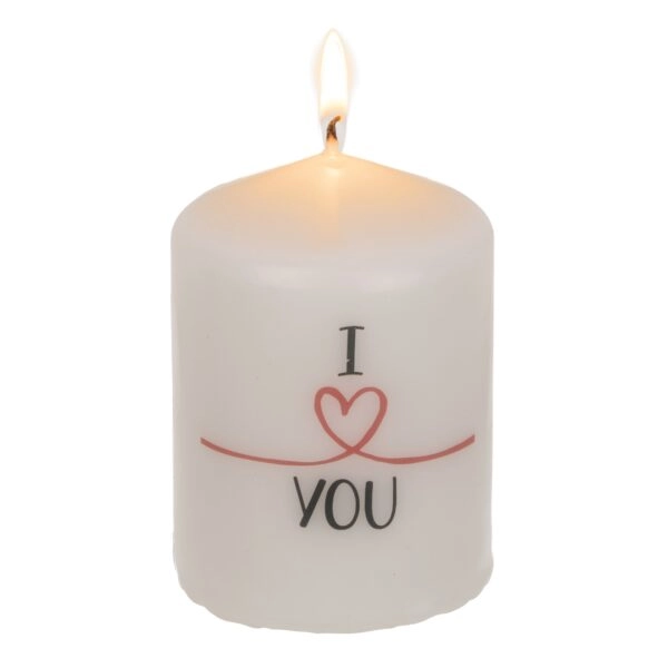 Κερί Κύλινδρος ‘I Love You’ Λευκό 6x8cm
