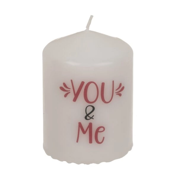 Κερί Κύλινδρος ‘You & Me’ Λευκό 6x8cm
