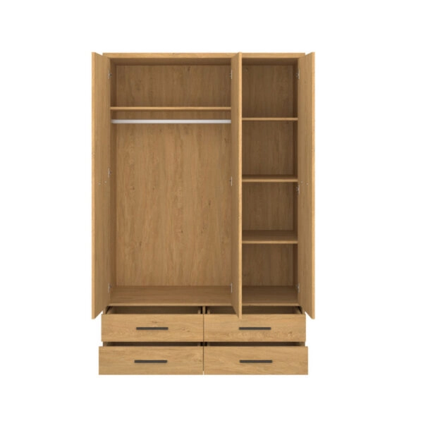 Ντουλάπα Τρίφυλλη με καθρέφτη Pavi Βελανιδιά 124.6x55.1x197.2cm