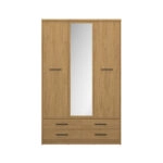 Ντουλάπα Τρίφυλλη με καθρέφτη Pavi Βελανιδιά 124.6x55.1x197.2cm