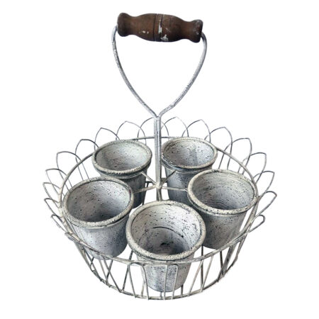 Artekko Bucket Μεταλλικά Κασπώ με Βάση σε Λευκή Πατίνα (29x29x30)cm