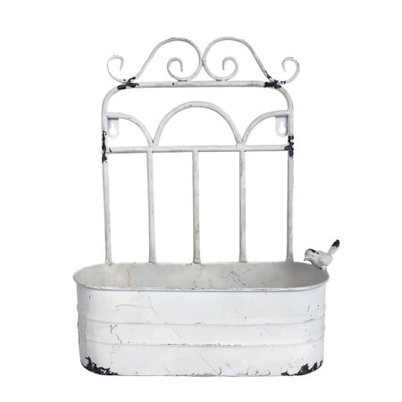Artekko Planter Μεταλλικό Κασπό Τοίχου σε Λευκή Πατίνα (31x11x39)cm