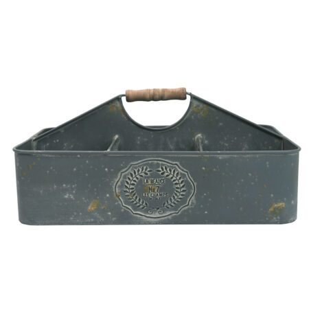 Artekko Planter Γκρι Μεταλλικό Κασπώ με 6 Θήκες και Ξύλινη Λαβή (39x23x18)cm
