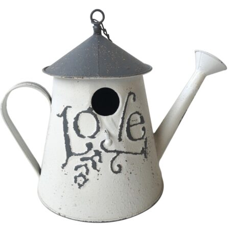 Artekko Birdhouse Μεταλλικό Διακοσμητικό Ποτιστήρι σε Λευκή Πατίνα (18x30x26)cm