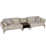 Artekko Ropera Μπεζ Τριθέσιος Καναπές με Μπουκλέ Ύφασμα και 50cm Τραπεζάκι (310x95x75)cm