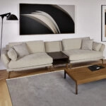 Artekko Ropera Μπεζ Τριθέσιος Καναπές με Μπουκλέ Ύφασμα και 50cm Τραπεζάκι (310x95x75)cm