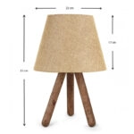 Φωτιστικό επιτραπέζιο Lander  E27 ύφασμα Pvc - ξύλο χρώμα μπεζ - καφέ 22x17x33εκ.