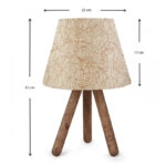 Φωτιστικό επιτραπέζιο Lander  E27 ύφασμα Pvc - ξύλο χρώμα μπεζ χρυσό - καφέ 22x17x33εκ.