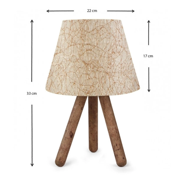 Φωτιστικό επιτραπέζιο Lander  E27 ύφασμα Pvc - ξύλο χρώμα μπεζ χρυσό - καφέ 22x17x33εκ.