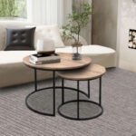 Τραπεζάκια σαλονιού Gary Megapap Mdf - μεταλλικό χρώμα ακακίας 65x65x44εκ.