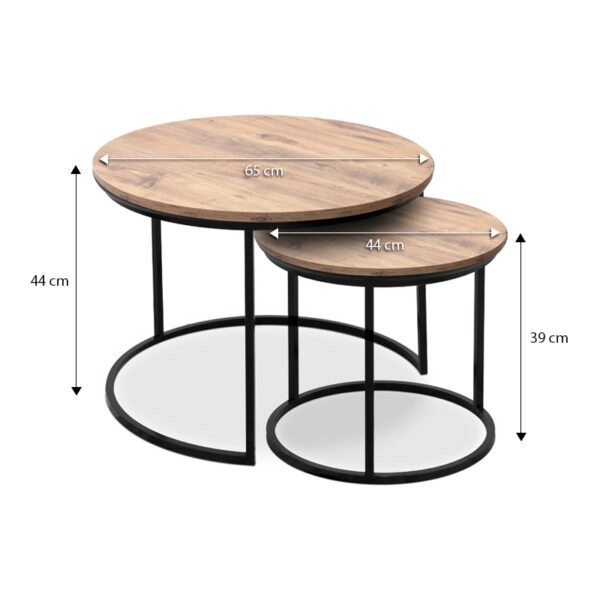 Τραπεζάκια σαλονιού Gary Megapap Mdf - μεταλλικό χρώμα ακακίας 65x65x44εκ.