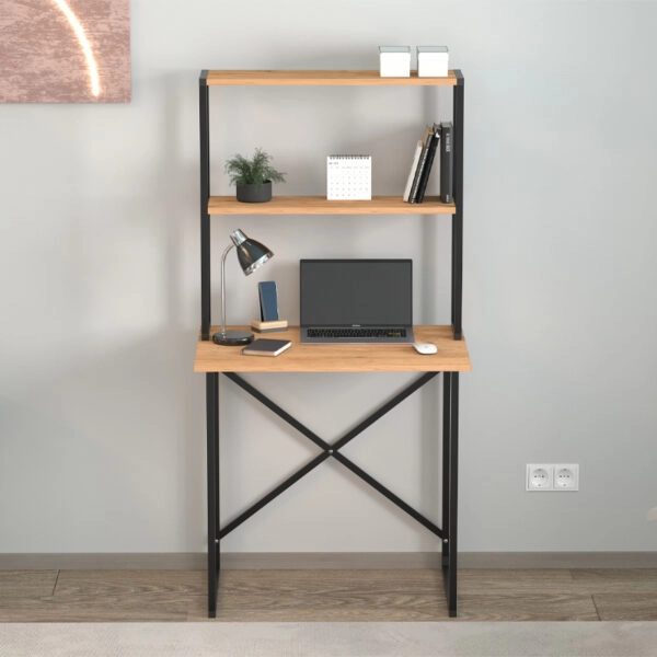 Γραφείο εργασίας Pope Megapap χρώμα pine oak 73x52x146εκ.