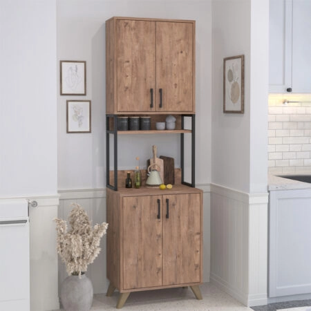 Έπιπλο κουζίνας Sedef Megapap χρώμα pine oak 61x40x202