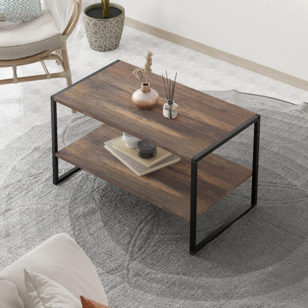 Τραπεζάκι σαλονιού Giza Megapap χρώμα rustic καρυδί 90,2x50,3x50,4εκ.