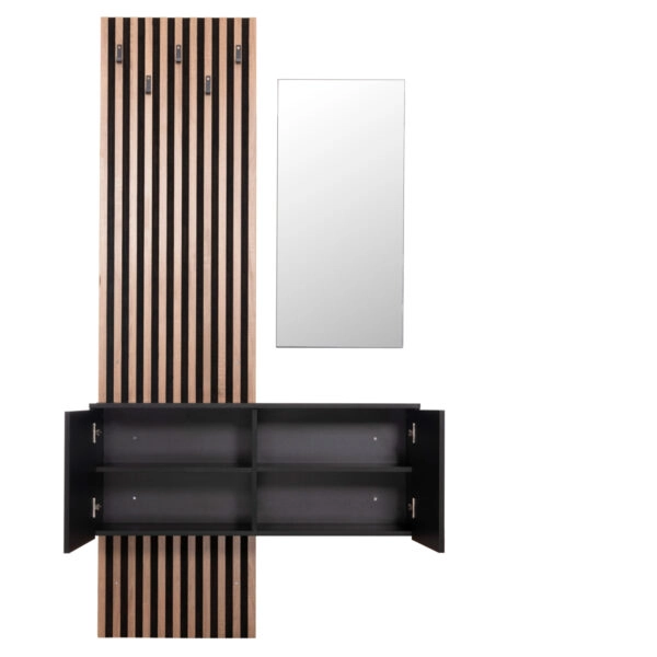 ΕΠΙΠΛΟ ΕΙΣΟΔΟΥ ΜΕ ΚΑΘΡΕΠΤΗ MYLES HM18080.02 ΜΕΛΑΜΙΝΗ ΣΟΝΑΜΑ-ΜΑΥΡΟ 100x37.1x199.5Υεκ