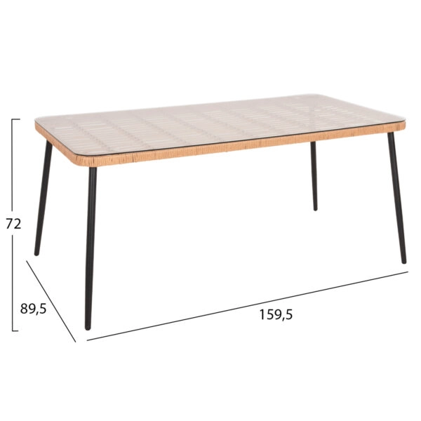 ΣΕΤ 7ΤΜΧ ALLEGRA WICKER ΜΕ ΤΡΑΠΕΖΙ 160X90X78Υ ΜΠΕΖ & ΜΑΥΡΟ ΧΡΩΜΑ HM10495