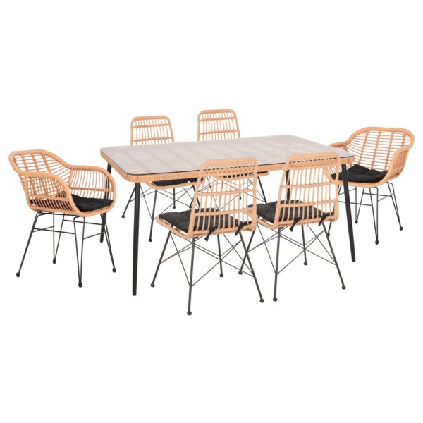 ΣΕΤ 7ΤΜΧ ALLEGRA WICKER ΜΕ ΤΡΑΠΕΖΙ 160X90X78Υ ΜΠΕΖ & ΜΑΥΡΟ ΧΡΩΜΑ HM10495