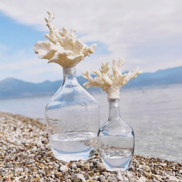 CORALLI ΜΠΟΥΚΑΛΑ ΜΕ ΚΑΠΑΚΙ 24x15x41 POLYRESIN ΔΙΑΦΑΝΟ ΜΠΕΖ ΓΥΑΛΙ