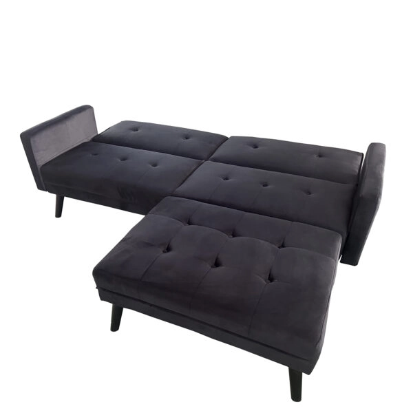 Καναπές Κρεβάτι Γωνιακός ALFVIN Μαύρο Ύφασμα 211x158x83cm