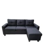 Καναπές Γωνιακός IDRIL Αναστρέψιμος Μαύρο Ύφασμα 205x162x84cm