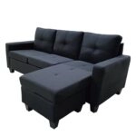 Καναπές Γωνιακός IDRIL Αναστρέψιμος Μαύρο Ύφασμα 205x162x84cm