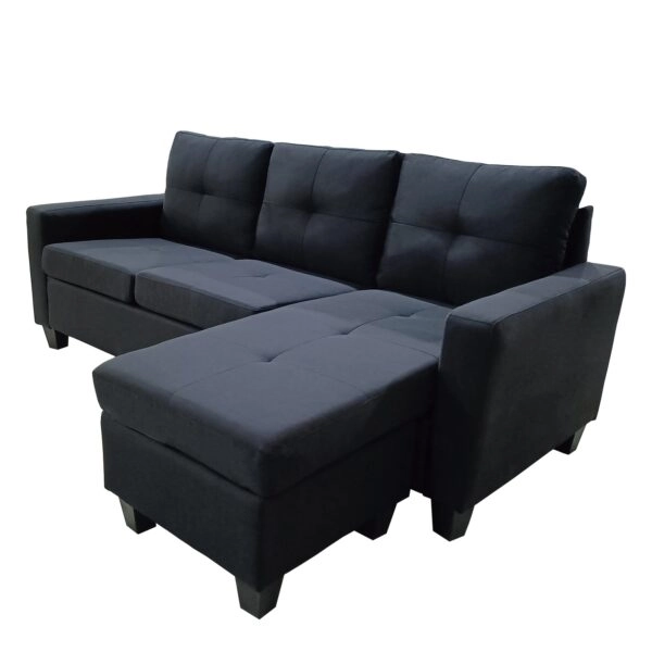 Καναπές Γωνιακός IDRIL Αναστρέψιμος Μαύρο Ύφασμα 205x162x84cm