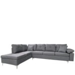 Καναπές Γωνιακός GLINDA Αριστερή Γωνία Γκρι Ύφασμα 282x197x90cm
