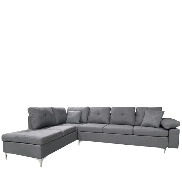 Καναπές Γωνιακός GLINDA Αριστερή Γωνία Γκρι Ύφασμα 282x197x90cm