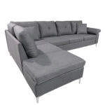Καναπές Γωνιακός GLINDA Αριστερή Γωνία Γκρι Ύφασμα 282x197x90cm