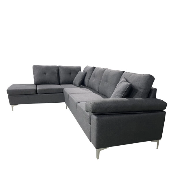 Καναπές Γωνιακός GLINDA Αριστερή Γωνία Γκρι Ύφασμα 282x197x90cm