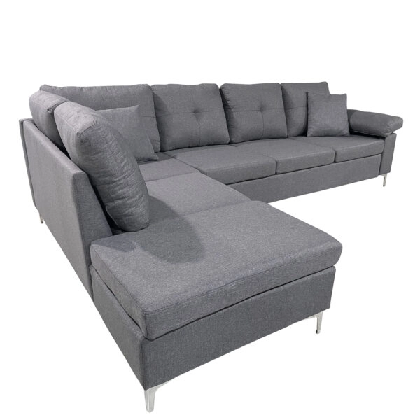 Καναπές Γωνιακός GLINDA Αριστερή Γωνία Γκρι Ύφασμα 282x197x90cm
