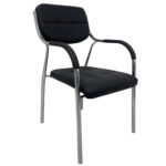 Καρέκλα Επισκέπτη GUESTEASE Μαύρο/Χρώμιο PU/Μέταλλο 48x41x87cm