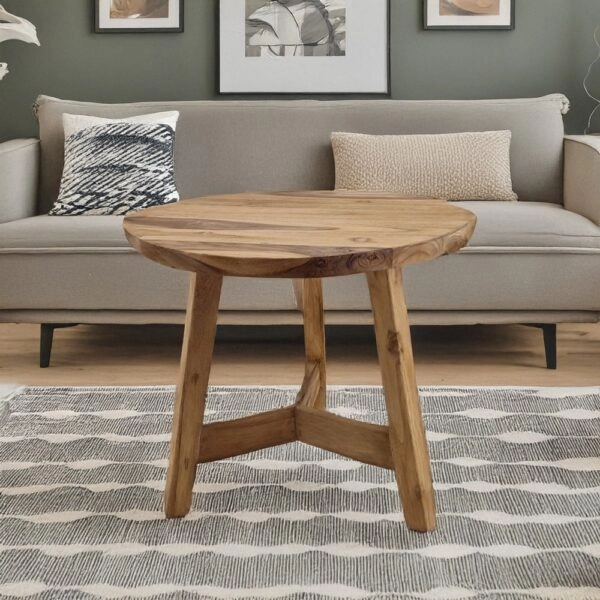 Artekko Munggur Ξύλινο Τραπέζι Σαλονιού σε Φυσική Απόχρωση (Φ60x55)cm