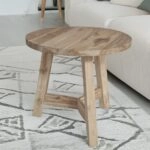 Artekko Munggur Ξύλινο Τραπέζι Σαλονιού σε Ανοιχτό Καφέ (Φ60x55)cm