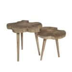 Artekko Munggur Ξύλινα Τραπέζια Σαλονιού σε Ανοιχτό Καφέ (Φ55x55)cm (Φ50x45)cm 2pcs