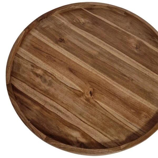 Artekko Munggur Στρογγυλό Ξύλινο Τραπέζι Σαλονιού σε Φυσική Απόχρωση (80x80x40)cm