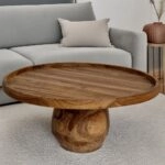 Artekko Munggur Στρογγυλό Ξύλινο Τραπέζι Σαλονιού σε Φυσική Απόχρωση (80x80x40)cm