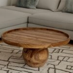 Artekko Munggur Στρογγυλό Ξύλινο Τραπέζι Σαλονιού σε Φυσική Απόχρωση (80x80x40)cm