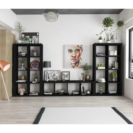 6 ΒΙΒΛΙΟΘΗΚΗ ΜΑΥΡΟ 41.6x29.5x147.5cm