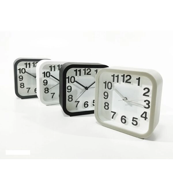 Ξυπνητήρι  Τετράγωνο Λευκό/Μαύρο/Γκρι Πλαστικό 13x13cm Σε 4 Χρώματα