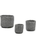 Σετ Καλάθια Στρογγυλά  Γκρι Χαρτόσχοινο 17.5x15x12.5CM 3Τμχ