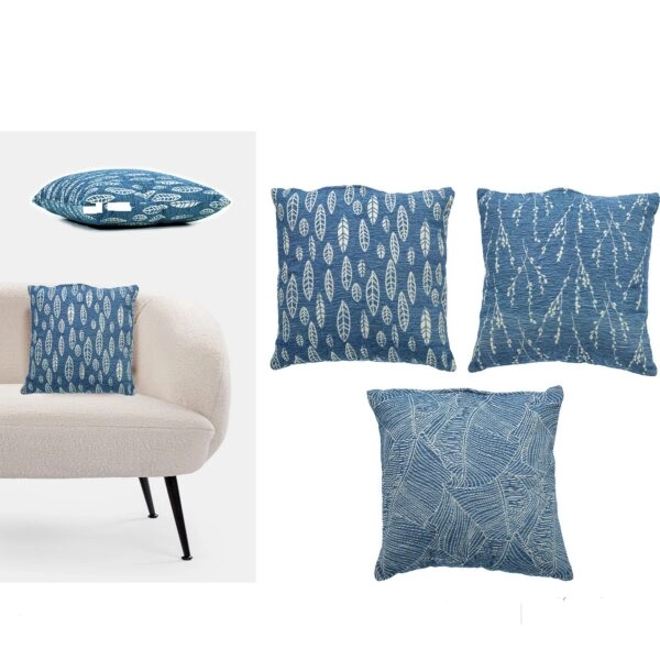 Μαξιλάρι  Jacquard Μπλε/Λευκό 100% πολυεστέρας 45x45cm Σε 3 Σχέδια