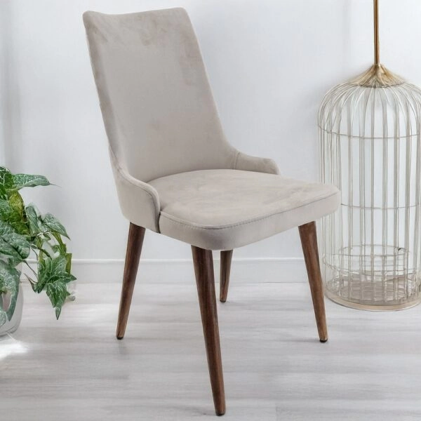 Artekko Rio Ξύλινη Καρέκλα με Μπεζ Βελούδο (53x64x95)cm