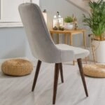 Artekko Rio Ξύλινη Καρέκλα με Μπεζ Βελούδο (53x64x95)cm