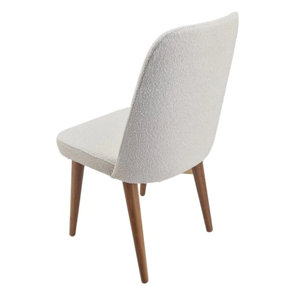 Artekko Milano Ξύλινη Καρέκλα με Λευκό Μπουκλέ Ύφασμα (48x50x91)cm